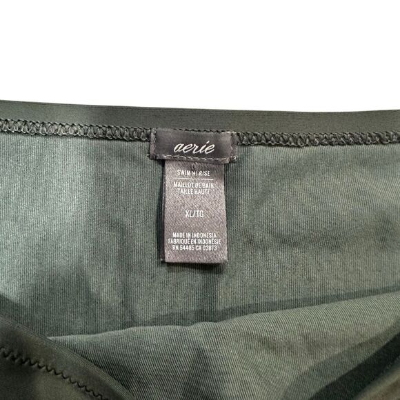 Aerie High Waisted Stretchy Full Coverage Swim Bikini Bottom Green XL - Picture 3 of 3